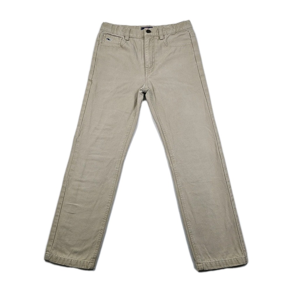 Vineyard Vines Blue Plaid Flannel Lined Pants Boys 14 Khaki Canvas Chino 3P6008